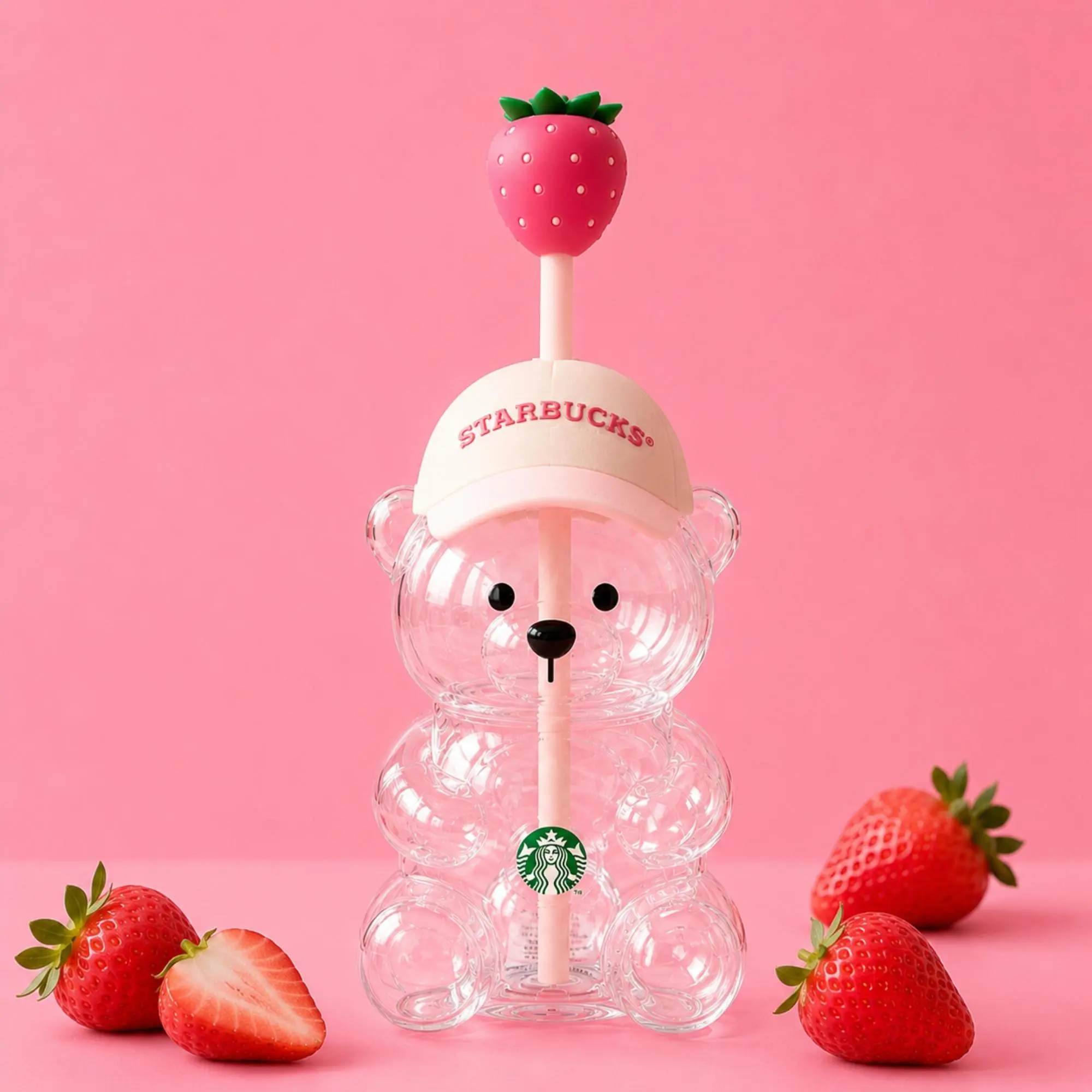 New 20oz Starbucks x KBO Limited Collaboration Bearista Strawberry Bear Cold Cup, Reusable Kitchenware Drinkware Tumbler