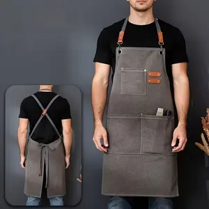 Men's Heavy-Duty Waxed Canvas Tool Apron with Adjustable Cross Straps, Ideal Men's Gift for Workshop Mechanics, Carpenters