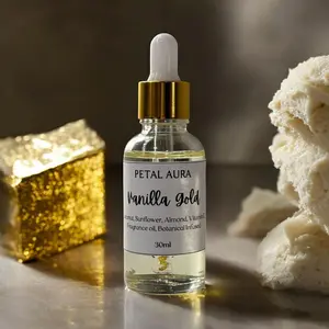 Petal Aura Vanilla Gold Body Oil - Scented Dry Oil for Soft Non-Greasy Skin with Apricot Kernel Sunflower Almond & Vitamin E 30ml