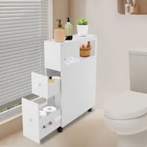 【Space - Saving Narrow Bathroom Storage Cabinet with Drawers】 Maximize Bathroom Organization Effortlessly