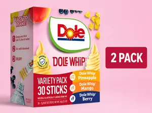 Dole Whip 0-Sugar Powder Drink Mix Variety Pack - 2 Pack, 30 Sticks, Pineapple, Mango & Berry Flavors