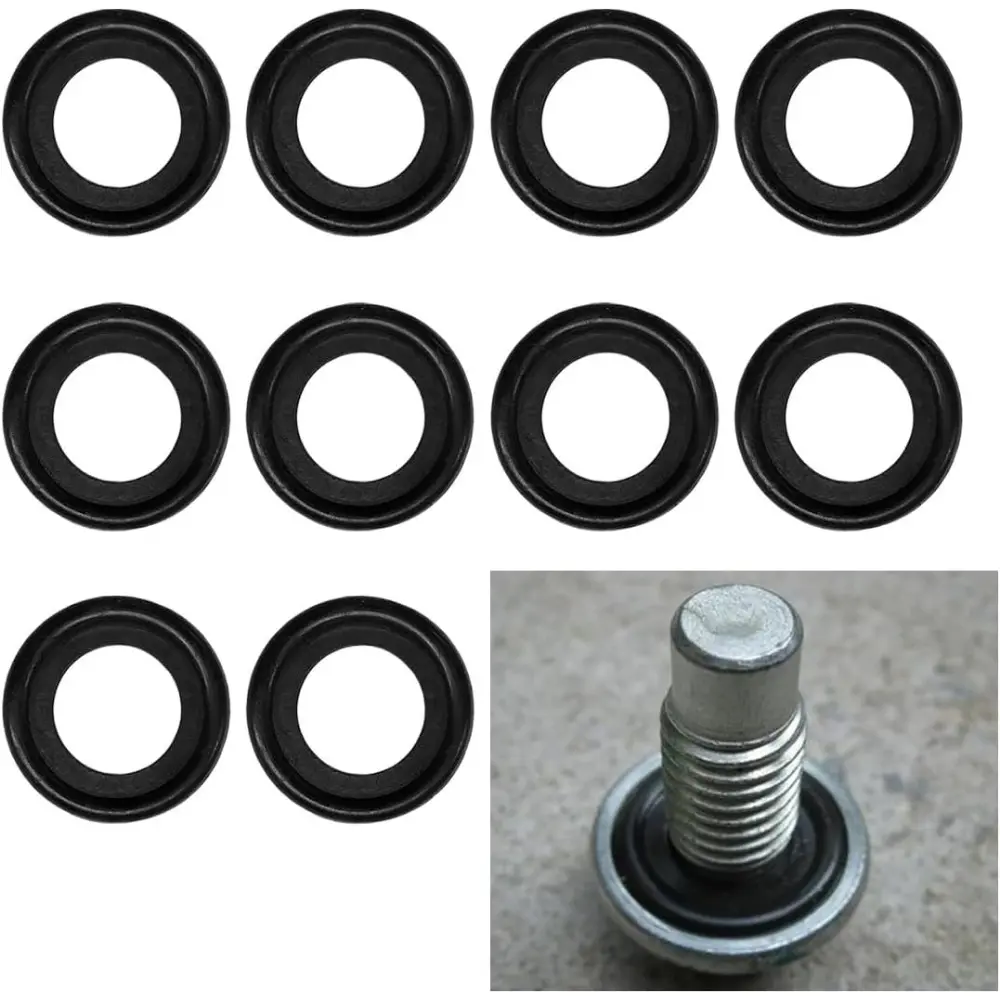 10PCS Oil Drain Plug Gasket, M12 Rubber Sealing Gasket Replacement for OEM#12616850, Engine Oil Pan Crush Washers For Buick,Cadillac,Chevy (M12)