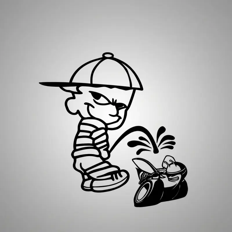 Calvin Peeing on Car Models - Funny Diss Vinyl Decals - Multiple ...