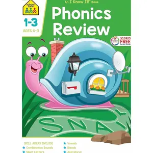 School Zone Phonics Review 1-3 Workbook: 64 Pages, 1st Grade, 2nd Grade, 3rd Grade, Combination Sounds, Short Letters, Vowels, Ages 6 to 9 (I Know It! Book Series)   Paperback – April 29, 2019