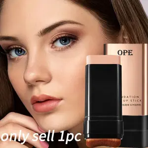 Cream Foundation Stick with Brush, Concealer, Lightweight Full Coverage Foundation, Easy Blend Smudge-proof Foundation for Daily and Party Makeup, All Skin Tones Available