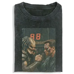PREDATOR Printed Design Unisex Vintage Crew Neck Regular Fit Cotton Fabric Casual Comfort Breathable Short Sleeve Funny T-shirts Fashion Men&Women's Top for Streetwear 101302