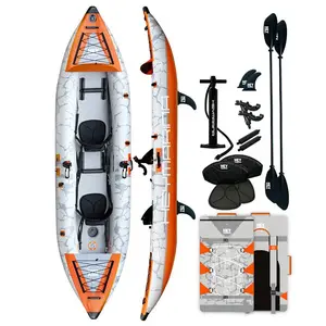 HEY MARINA Venture Maris 12 ft 6 in Inflatable Tandem Kayak, 2-Person Lightweight Drop-Stitch Kayak with Dual Floats, 507 lb Capacity for Lake, River & Casual Fishing