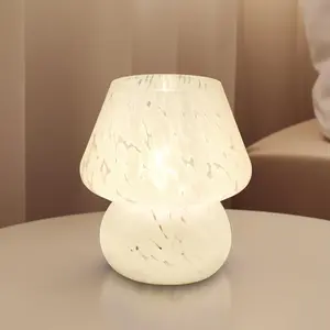Mushroom Lamp Table Lamp for Bedroom,Small Desk Bedside Lamps for Living Room,Mushroom Decor Cute Mini Modern Mid Century Lamps for Night Stands (White)
