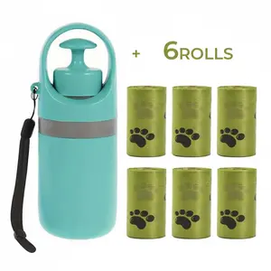 Portable Pet Poop Scooper with 6 Count Dog Waste Bag Holder & Dispenser for Outdoor Use Compact Design Essential Pet Supplies