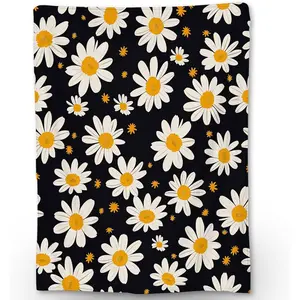 White Daisy Flower Blanket - Soft, lightweight, comfortable floral flannel blanket, suitable for adults, children, women, girls, warm plush blanket, suitable for sofa, bed, travel, outdoor use, home decoration, size 60*50inch