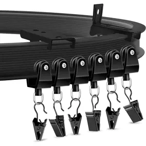 Ceiling Curtain Track 10Ft Flexible Bendable Curtain Track Black Curved Curtain Rail Wall Mount Sliding Ceiling Track System Set for Bay Window RV Room Divider