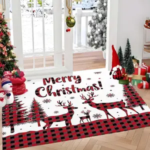 Christmas Cartoon Reindeer Rug, Eco-Friendly Welcome Mat, Durable Absorbent Entryway Carpet, Indoor Use, Perfect Halloween Gift