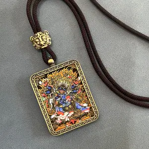 Thangka Five Directions of Wealth Tibetan Thangka Pendant Mahakala Thangka Buddha Amulet Souvenir Mahakala Accessory
