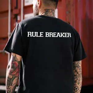 RULE BREAKER Letter Graphic Casual Black Print T-shirt Funny Meme Troll Gift Ghostface Halloween funny gothic retro spooky vibes