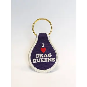 I Heart Drag Queens Embroidered Key Tag
