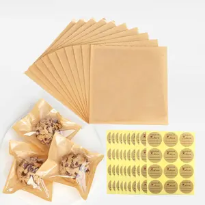 100Pcs Brown Cookie Packaging Bags with Seal, 7.1 x 7.5 Inch Bakery Pastry Bags with Window, Heat Sealable Grease Resistant Paper to Go Bake Sleeves for Gift Giving Donut Bread Sandwich tiktokshopspringglowup
