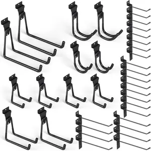 INCLY 36 Pack Heavy Duty Slatwall Hooks, Black Slatwall Panel Accessories Assortment, Slat Wall Hanging Hooks and Hangers for Garages, Sheds, Basements, Retail Stores