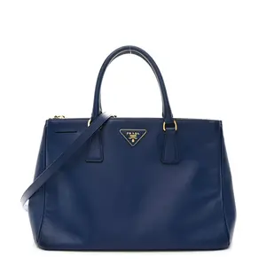 Pre-owned PRADA Leather Shoulder Bags Saffiano Lux Medium Galleria Double Zip Tote Bluette