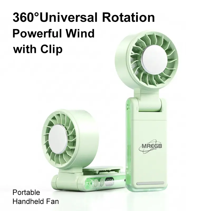 MREGB Portable Waist Clip-On Fan, 360° Rotatable Head, Digital Battery Display, USB-C Rechargeable Hands-Free Personal Cooling Fan for Outdoor Sports, Travel, Gym, Hiking – Summer Essentials