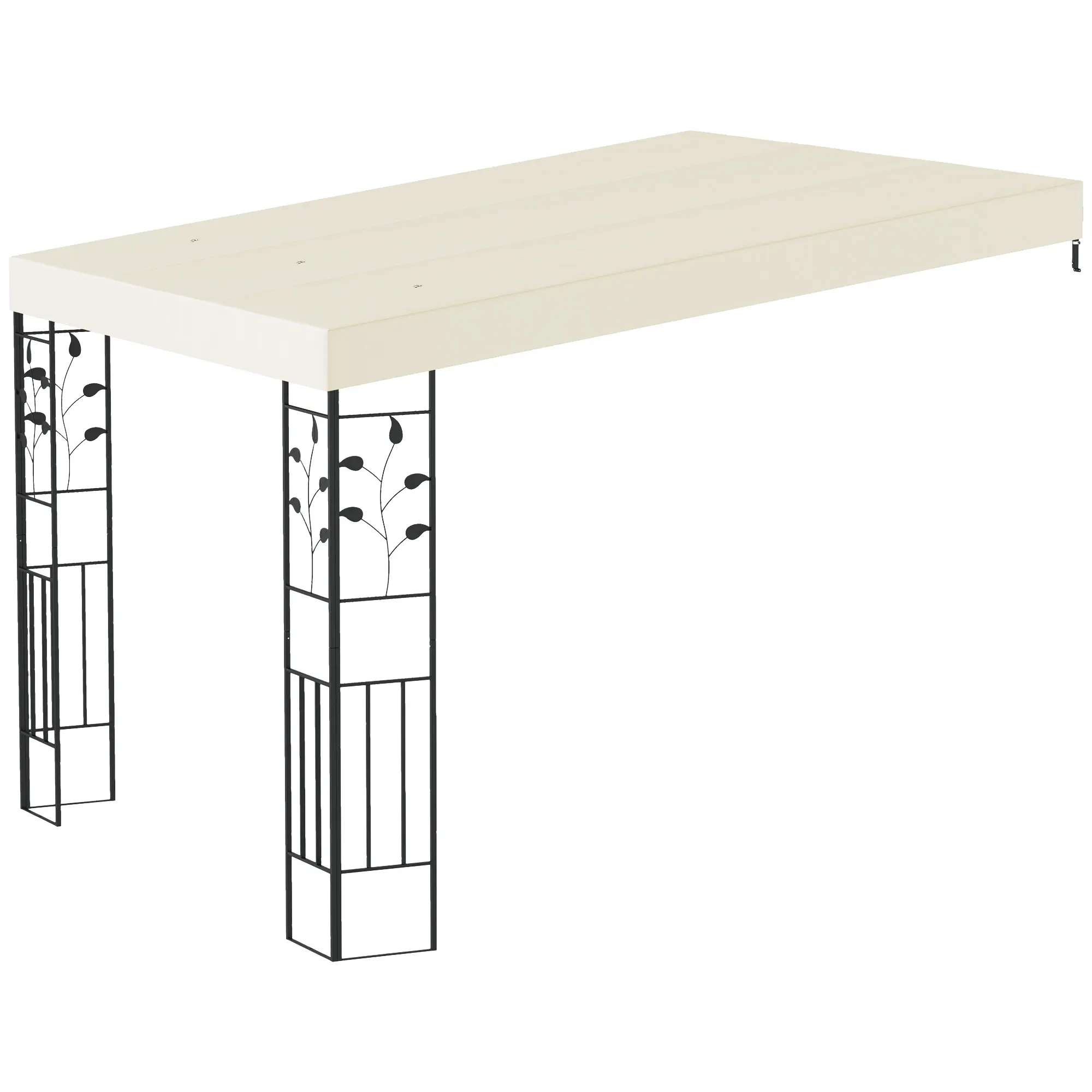 10'x10' Square Metal Frame Outdoor Patio Pergola Canopy - Sturdy Single Unit, UPF30+ UV/Splash Resistance, Cream White Hollow Pattern Columns, Easy Setup for Relaxation/Outdoor Dining, Decks Expansion Screws, All-Weather Fade-Resistant Ground Stake