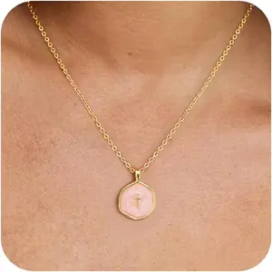 Gold Plated Cross Necklace for Women - Dainty Simple Gold Plated Cross Pendant Elegant & Hypoallergenic Brass Party Jewelry For Easter Valentine's Day gifts