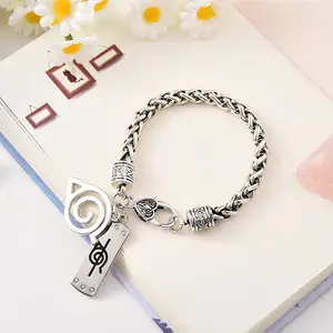Naruto Konoha Bracelet Ninja Village Logo Rebellious Forehead Guard Alloy Jewelry Anime Accessory for Fans