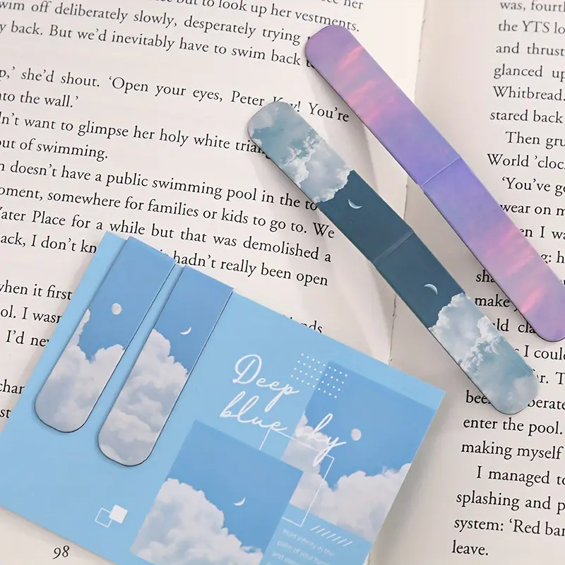 2 Set Magnetic Bookmark Set – Scenic forest and mountain design bookmarks with artistic cloud patterns. Cute literary reading accessories for books, journals, school and office supplies, durable magnetic page markers for students and book lovers.