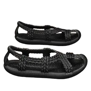 Safety Focus Men's Non Slip Braided Slippers, Secure House Slippers, Breathable Wear Resistant Quick Dry Lightweight Comfort for Beach Pool Shower Indoor Outdoor summer fashion sandal walk casual use