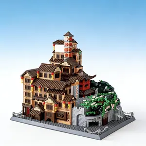 Chongqing Hongya Cave Six Building Blocks Set, Giant Model Architecture Toy, Diy Building Model, High Difficulty Design, Mixed Color Abs Material, Halloween & Christmas Gift