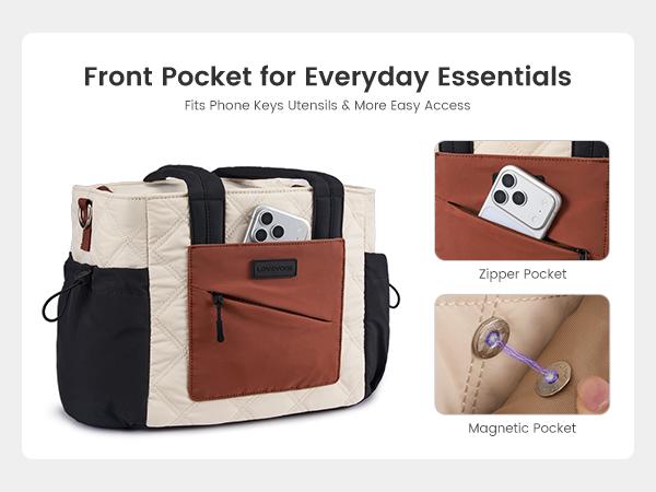 LOVEVOOK Lunch Box for Women, Quilted Insulated Lunch Bag Tote with 40oz Water Bottle Holder, Large Leakproof Cooler Bag for Women with Shoulder Strap, Work Office Nurse Teacher Picnic Travel