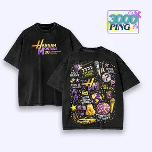 Hannah Montana 20th Anniversary Special Vintage Wash Tee, Y2K Pop Princess Retro Nostalgia Graphic T-Shirt, 2000s Childhood Throwback Heavyweight Sweatshirt, Double Life Pop Culture Oversized Streetwear Hoodie And Tank Top Apparel