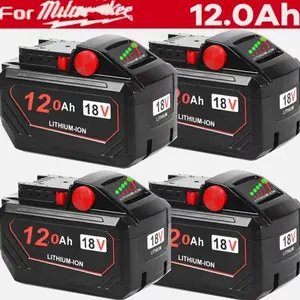 12.0Ah For Milwaukee 18V Lithium-Ion Battery Replacement for M18 Cordless Power Tools Compatible with 48-11-1850 48-11-1852 48-11-1840 48-11-1828 48-11-1820 M18 M18B Tools and Chargers