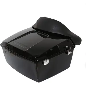 Tour Pack Trunk W/Backrest Pad Compatible with 1997-2013 Harley Davidson Touring Electra Glide Road King Black (Chrome Latches)