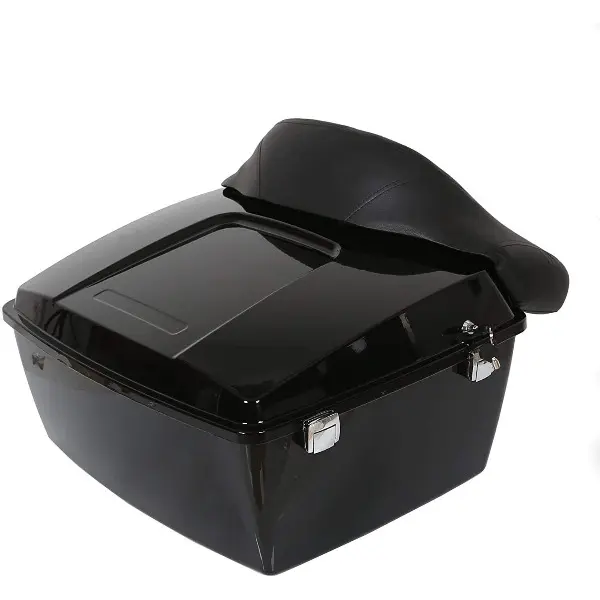 Tour Pack Trunk W/Backrest Pad Compatible with 1997-2013 Harley Davidson Touring Electra Glide Road King Black (Chrome Latches)