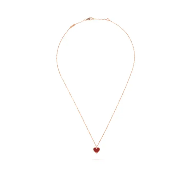 Pre-owned Van Cleef & Arpels Sweet Hearts pendant 18K rose gold, Carnelian non full set Heart Necklace Fashion Necklace