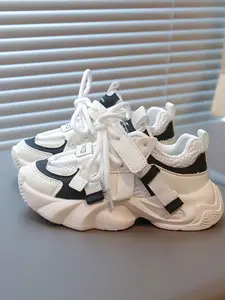 Colorblock Kids Dad Shoes Breathable Mesh Multi-Strap Cool Unique Design Daily Wear Street Style Versatile Casual Trainers Footwear Trendy Trainers