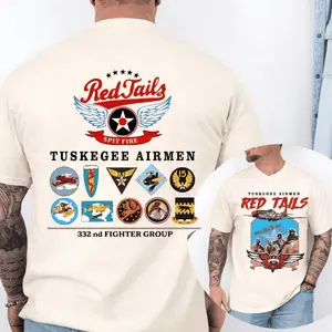 Tuskegee Airmen 2 Sidess T-Shirt Tuskegee Airmen Red Tails Graphic On Short-Sleeve Unisex T-Shirt Black History T-Shir Cotton Tee Just Right