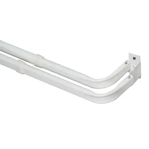 Kenney 48-86" Basic Steel Adjustable Double Curtain Rod, White
