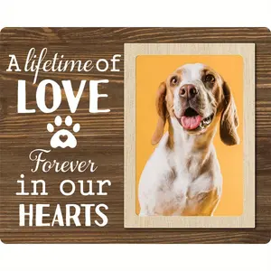 Wooden Photo Frame, Pet Commemorative Gift, Wooden Photo Frame with Paw Print Pattern, Used to Commemorate Lost Or Deceased Pets