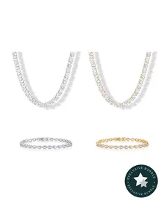 PAVOI 14K Gold Plated Tennis Jewelry Set for Women – 18" Pear-Cut Simulated Diamond Tennis Necklace & Bezel Set Pear Cubic Zirconia Tennis Bracelet - Trendy Gold Jewelry - TikTok Exclusive Bundle