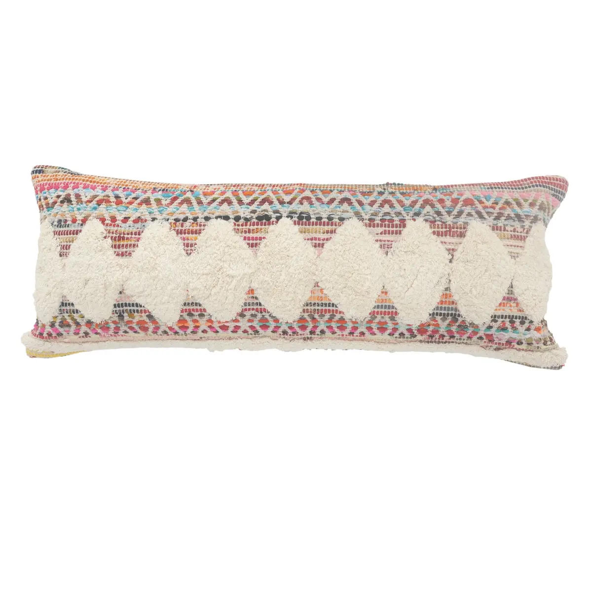 HomeRoots 517279 14x14x36 in. Multi-Color Striped Bohemian Rectangular Decorative Throw Pillows, Zippered 100% Cotton Polyfill Set of 2 for Room Decor