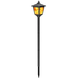 Solar Post Lights Outdoor - Waterproof Solar Powered Torch Lights with Flickering Flame for Patio, Pathway & Yard Lighting - Decorative Flame Torches