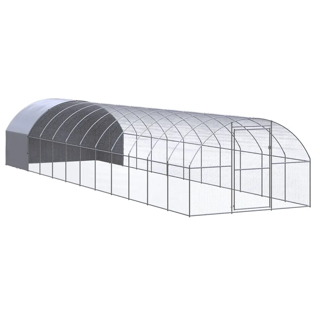 vidaXL Chicken Coop, Chicken Run Hen House, Battery Cage for Chickens Poultry, Easy to Assemble Chicken House Animal Cage, Galvanized Steel 3095477