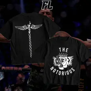 Fields Conor McGregor Notorious Tattoo Unisex Cotton Crewneck Fashion T-Shirt, Menswear Casual Round Neck Streetwear Soft Sports Apparel for UFC Fans with Graphic Fabric, Casual T-Shirts