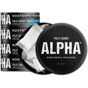 Fully Loaded Alpha Nootropic Pouches (Mint) - 5 Cans - 15 Pouches per can - Effective Nootropic Delivery, Nic Pouch Replacement - Faster Absorption, Alpha GPC, L-Tyrosine, GABA