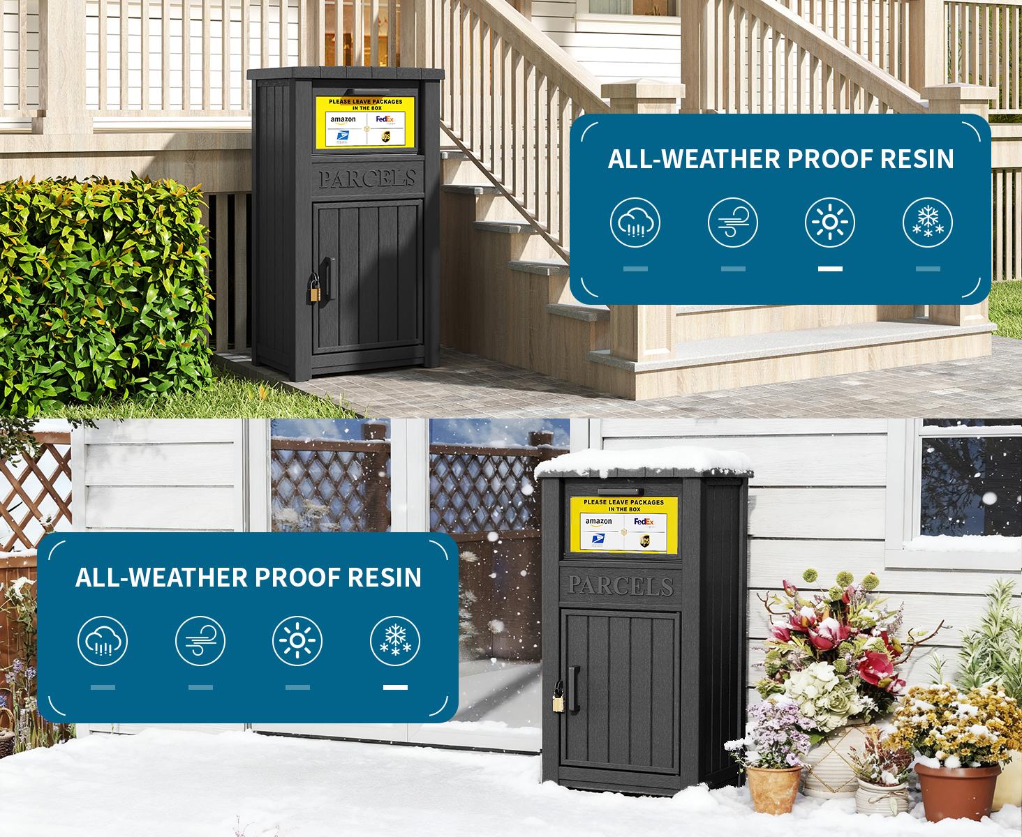 All-Weather Plastic Package Safe Box, Lockable Parcel Dropbox for Outdoor Delivery, Anti-Theft Porch Box for Garden Backyard Entryway