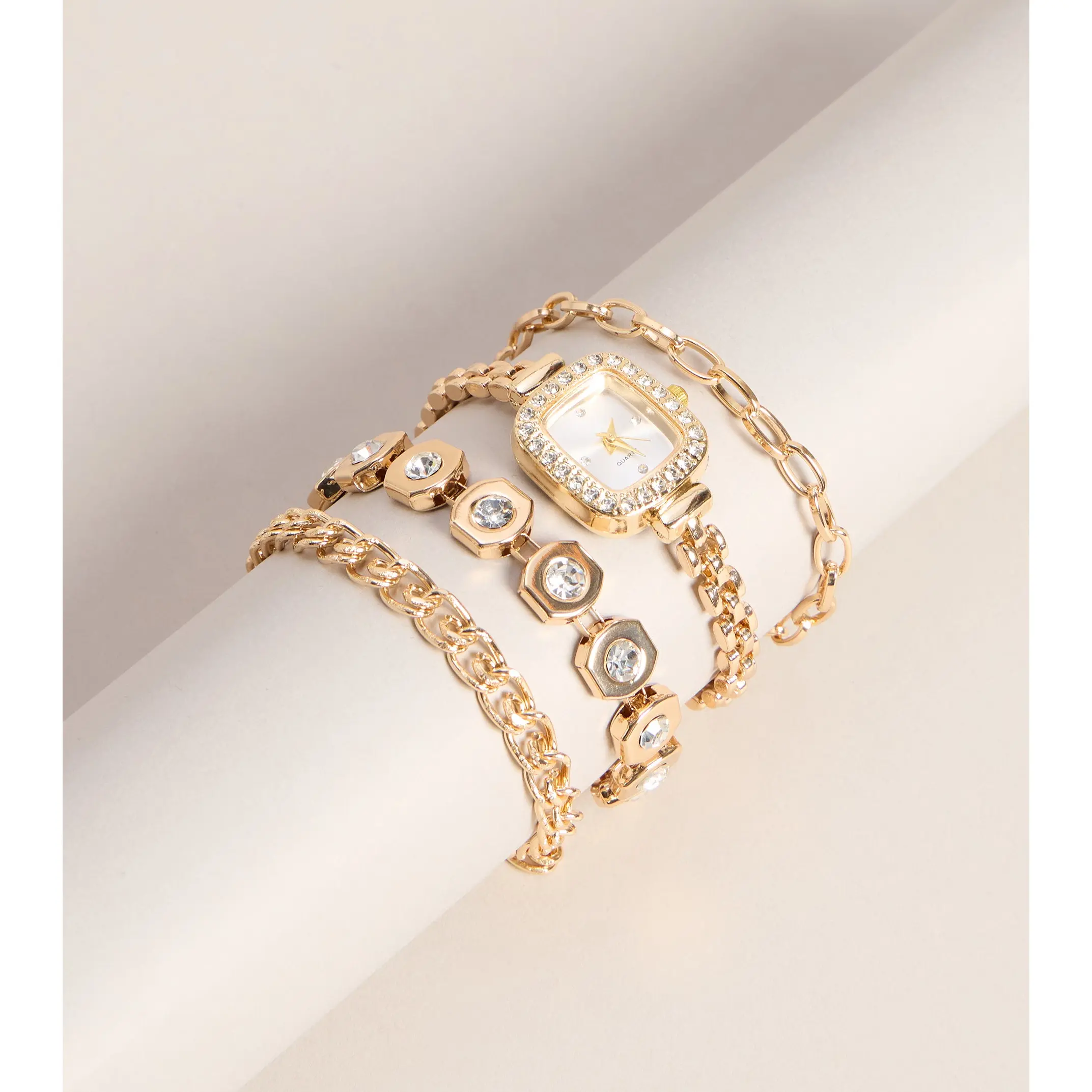 Stacked Sparkle Watch Bracelet Set