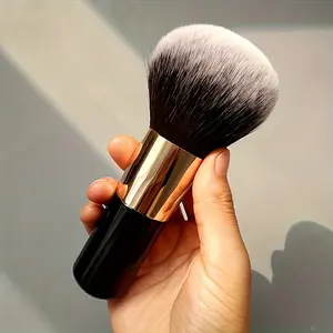 NewSingle Small Fat Column Black Makeup Brush Round Head Non-Powder Absorbing Loose Powder Brush Residue Powder Brush Beauty Tool