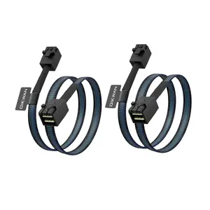2 Pack 12G Internal Mini SAS HD SFF-8643 to SFF-8643 Cable 0.8-Meter(2.6ft)
