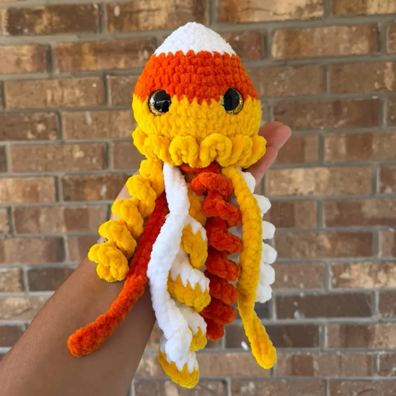 Handmade CandyCorn jellyfish crochet plushie